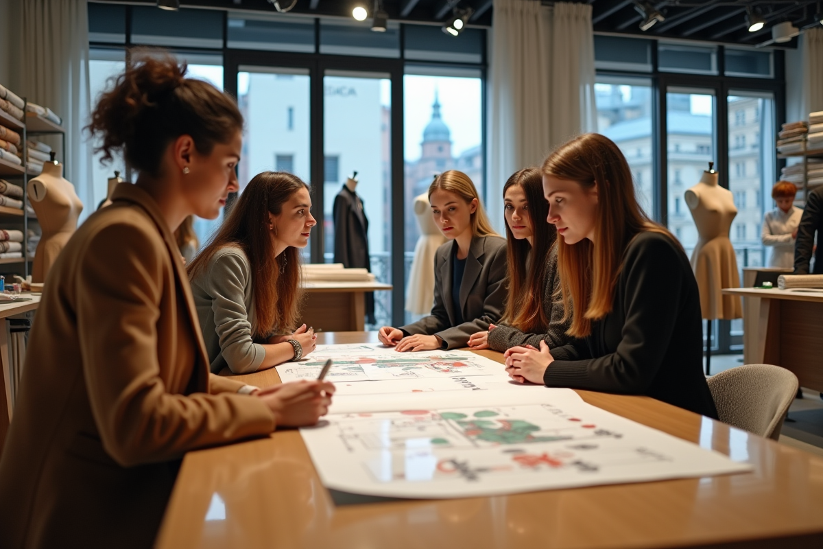 Designers de mode en studio à Milan avec croquis