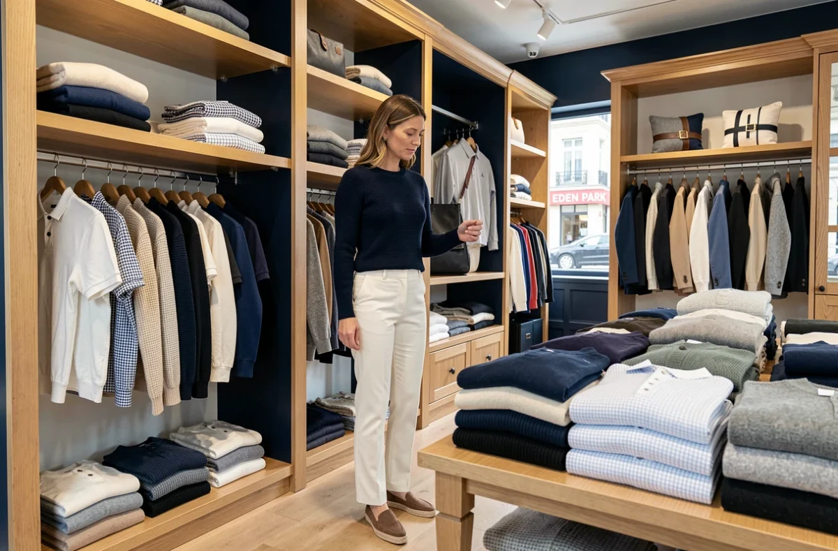 Boutique Eden Park à Biarritz proposant maille premium et vestiaire chic dans un décor raffiné