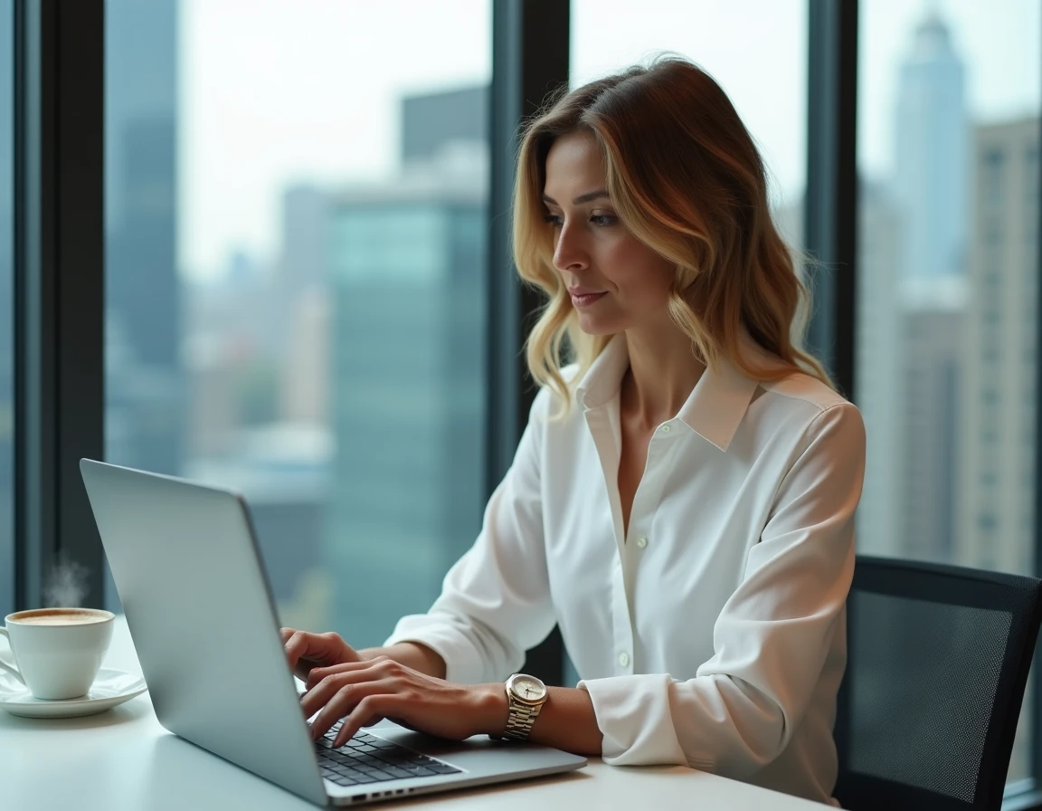Femme en bureau moderne consultant le prix catalogue d'une Rolex Datejust 36 en 2026