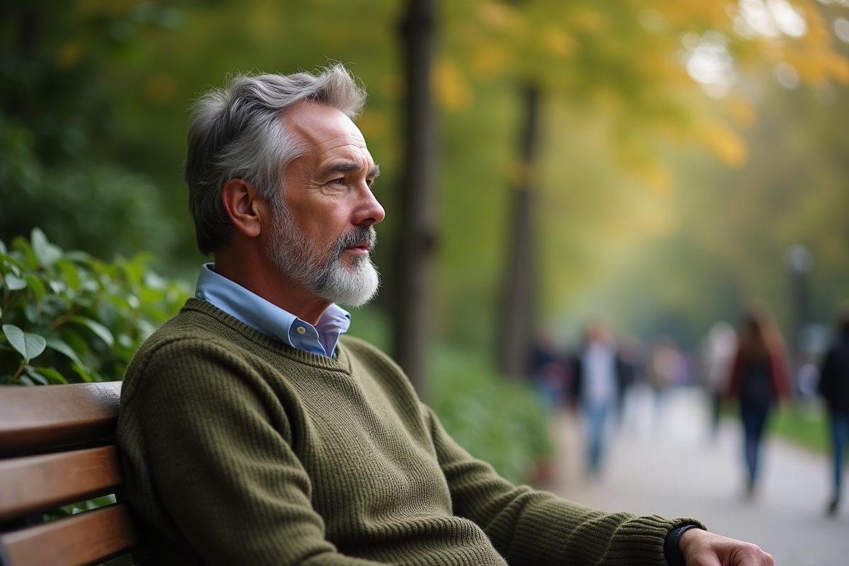 Homme en extérieur dans un parc urbain