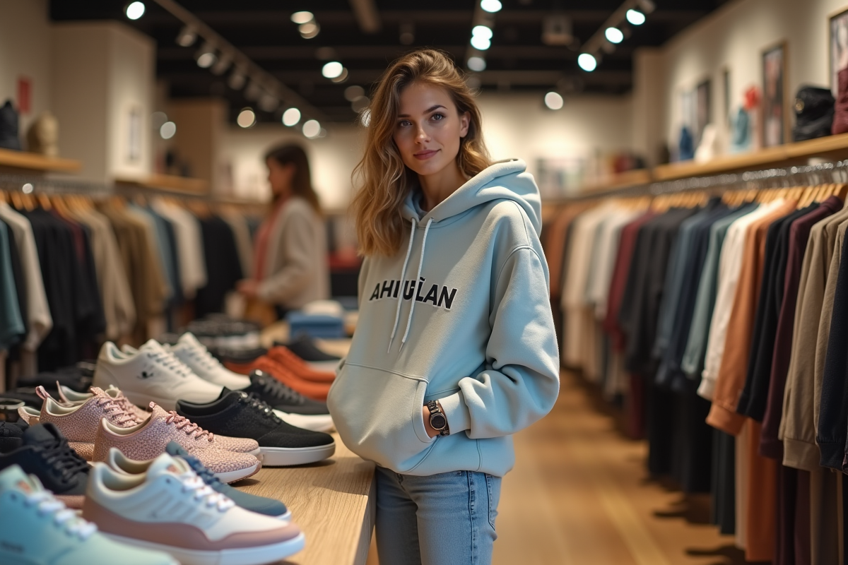 Jeune femme faisant du shopping dans une boutique de mode