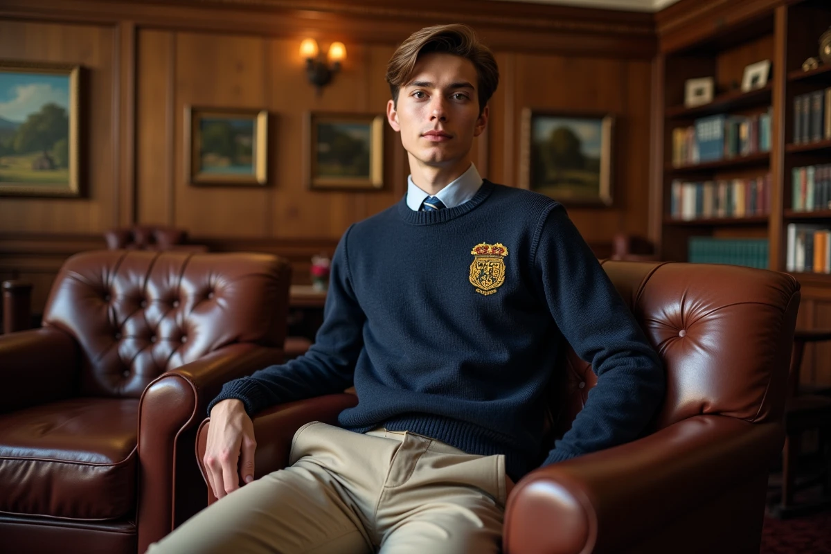 Jeune homme en pull dans une salle de club chaleureuse